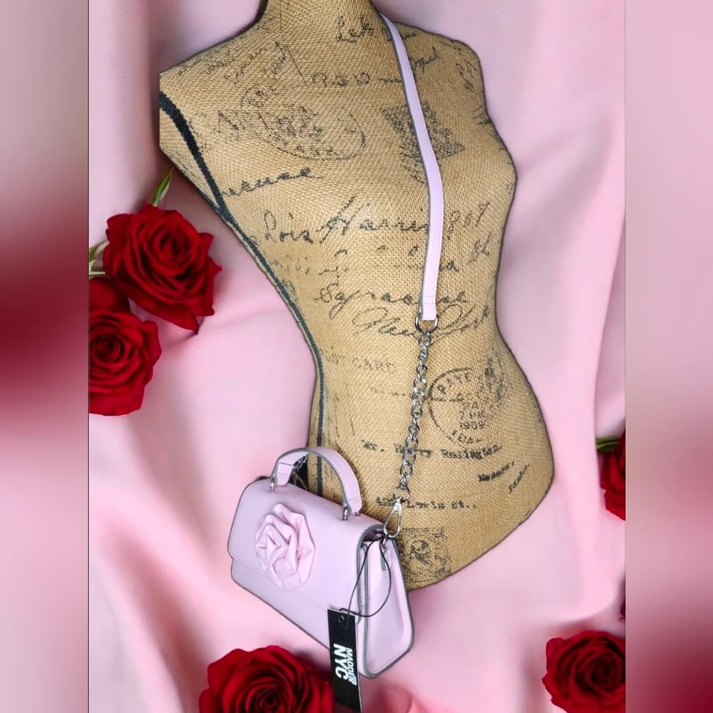 Madden NYC Women's Rosette Top Handle Handbag In Pastel Pink NWT - Picture 11 of 16